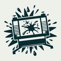 Vintage monochrome screen printing template with distressed grunge texture vector