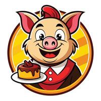 Delightful Pig Cake Mascot Cartoon Illustration for Fun and Joyful Occasions vector