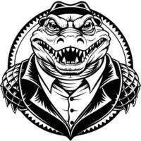 Stylish Vintage Crocodile Emblem with a ized and Reptilian Motif vector
