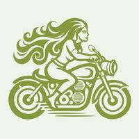 Woman Riding Motorcycle with Bold and Dynamic Illustration vector