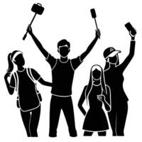 Illustration of People Capturing Selfies in a Simple and Modern Style vector