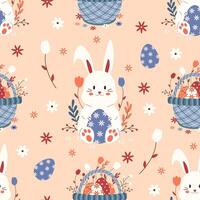 Seamless pattern with an Easter bunny and an egg. illustration vector