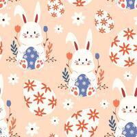 Seamless pattern with Easter eggs and a bunny. illustration vector
