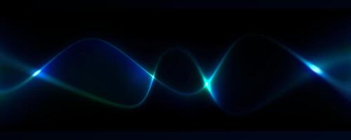 Neon background with glowing lines of light curling through with crossing each other. Cosmic and science abstract banner and cover. illustration. vector
