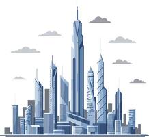 Modern city skyline featuring tall, sleek skyscrapers in a minimal design style showcasing urban life and innovation in art vector