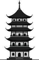 Traditional Chinese pagoda in a flat design style showcasing intricate details and elegant curves, representing ancient architecture in art vector
