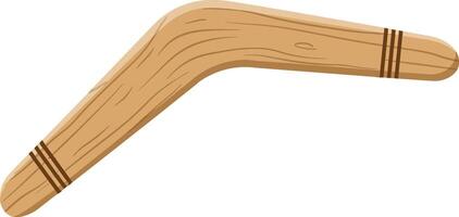Wooden boomerang design in flat style showcasing smooth curves and natural wood texture in an artistic illustration vector
