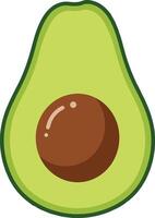 Freshly sliced avocado showcasing smooth green flesh and brown pit in a minimal and flat design art vector