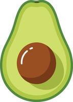 Avocado half with a rich brown pit, featuring a flat design style, showcasing vibrant green hues in a fresh and healthy context, illustration vector