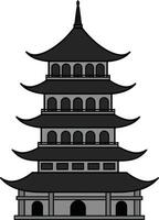 Traditional Asian pagoda structure in a minimal style with intricate details showcasing elegance and cultural significance in art vector
