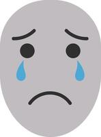 Sad gray face with tears in a minimal flat design style conveying emotional distress in art vector