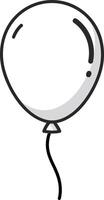 Simple black outline of a single balloon floating gently against a blank background in minimal art style vector