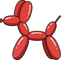 Red balloon dog sculpture in a playful pose featuring flat design style and cheerful character in art vector