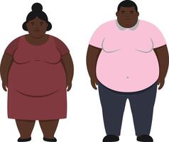 Two diverse individuals standing side by side in a minimal flat design illustration showcasing body positivity and confidence in a simple yet impactful manner vector