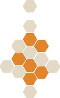 Geometric arrangement of hexagons in warm tones, featuring a flat design style, creating a visually appealing art composition vector