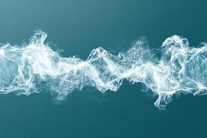 White smoke wave on light blue background close-up. Abstract background. Generated by artificial intelligence photo