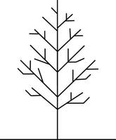 Minimalistic black line art of a tree with intricate branches and a simple trunk in a clean, modern design style, showcasing elegant illustration vector