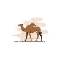A solitary camel walking gracefully across a sandy landscape in a minimal style, evoking tranquility and adventure in art vector