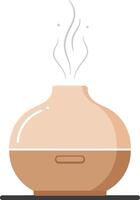Aromatic essential oil diffuser emitting gentle steam in a calming, minimalistic design, showcasing soft colors and elegant curves, perfect for relaxation and wellness art vector