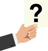 A hand presenting a question mark card in a minimal style showcasing curiosity and inquiry in art vector
