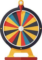 Colorful spinning prize wheel in flat design style with bold segments and a playful atmosphere, perfect for games and contests in art vector