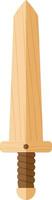 Wooden sword with a straight blade and textured handle in flat design style showcasing minimalistic art vector