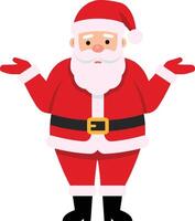 Cheerful Santa Claus in a vibrant red suit with a white beard, minimalist design, happily gesturing with open arms, joyful and festive mood, illustration vector