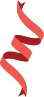 Red ribbon gracefully twisting in mid-air with a flat design style, showcasing elegance and movement in art vector