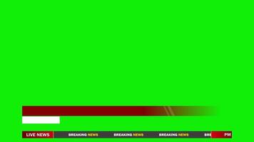 Simple design breaking news lower third live time box blank text box green screen animation video