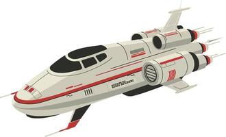 Sleek futuristic spaceship design in flat style soaring through space with dynamic lines and red accents, showcasing a sense of adventure in art vector