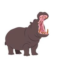 A playful hippopotamus opening its mouth wide in a joyful expression, designed in a minimal flat style, perfect for vibrant art vector