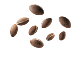 Scattered brown coffee beans with realistic texture isolated on a transparent background png