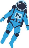 A blue-suited astronaut floating in space, surrounded by stars in a minimal and modern design style, showcasing the vastness of the cosmos in art vector