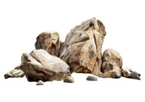 Large Cluster of Heavy Boulders with Jagged Edges. Isolated on a Transparent Background png