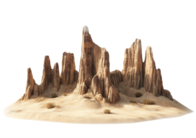 Jagged and Sharp Rock Spires in a Desert Environment. Isolated on a Transparent Background png