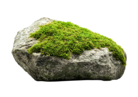 Rounded Boulder with a Thick Layer of Green Moss. Isolated on a Transparent Background png