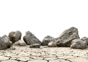Group of Desert Rocks Arranged in a Dry, Cracked Landscape. Isolated on a Transparent Background png