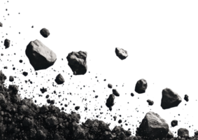 Cluster of Space Rocks and Asteroid Fragments. Isolated on a Transparent Background png