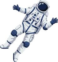 Astronaut in a white space suit gracefully floating in deep space, captured in a detailed illustration, exuding a sense of wonder and adventure vector