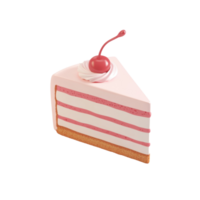 Playful 3D Cartoon Cake Slice with Vibrant Frosting Isolated on Transparent Background png