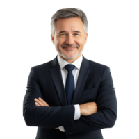 Confident Middle-Aged Man in Business Suit with Friendly Expression Isolated on Transparent Background png