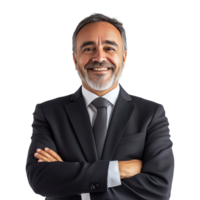 Smiling Middle-Aged Man in Business Suit with Friendly Expression Isolated on Transparent Background png