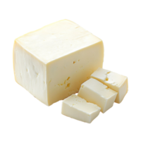 Raw Paneer Cheese with Slices Cut Off, Isolated on Transparent Background png