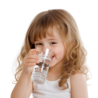 Joyful Child Drinking Clean Water with Pure White Background Isolated on Transparent Background png