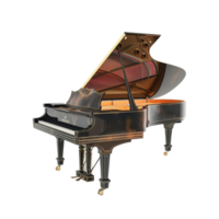 Classic Grand Piano with Lid Open, Strings and Hammers Visible, Side View Isolated on Transparent Background png
