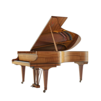 Stunning Grand Piano with Lid Open, Strings and Hammers Revealed, Side View Isolated on Transparent Background png