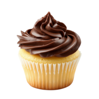 Scrumptious Vanilla Cupcake with Chocolate Frosting Isolated on Transparent Background png