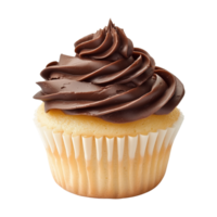 Irresistible Vanilla Cupcake with Chocolate Frosting Swirl Isolated on Transparent Background png