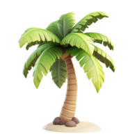 Cartoonish Green Palm Tree with Smooth 3D Rendering Isolated on Transparent Background png