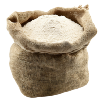 Rustic Burlap Sack Filled with Wheat Flour, Isolated on Transparent Background png